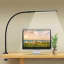 YOUKOYI LED Desk Lamp with Clamp, 10W Swing Arm Clamp Lamp, 5 Brightness Levels & 4 Color Modes, Gooseneck Lamps Touch Control, Architect Desk Lamp for Home Office, Reading, Work(Black)