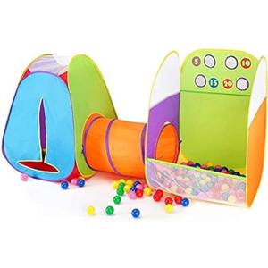Alvantor Kids Tent Play Tent Fun Toss It Game Zone 3-in-1 Pop Up Play Tunnel Indoor Outdoor Great Game & Toy Gift for Children (Include 4 Balls)