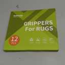 Rabenda 12 Pcs Rug Tape, Non Slip Rug Pads Grippers for Hardwood Floors and Tiles, Reusable Carpet Tape for Area Rugs, Double-Sided Adhesive Rug Stickers Keep Corners Flat (Black)