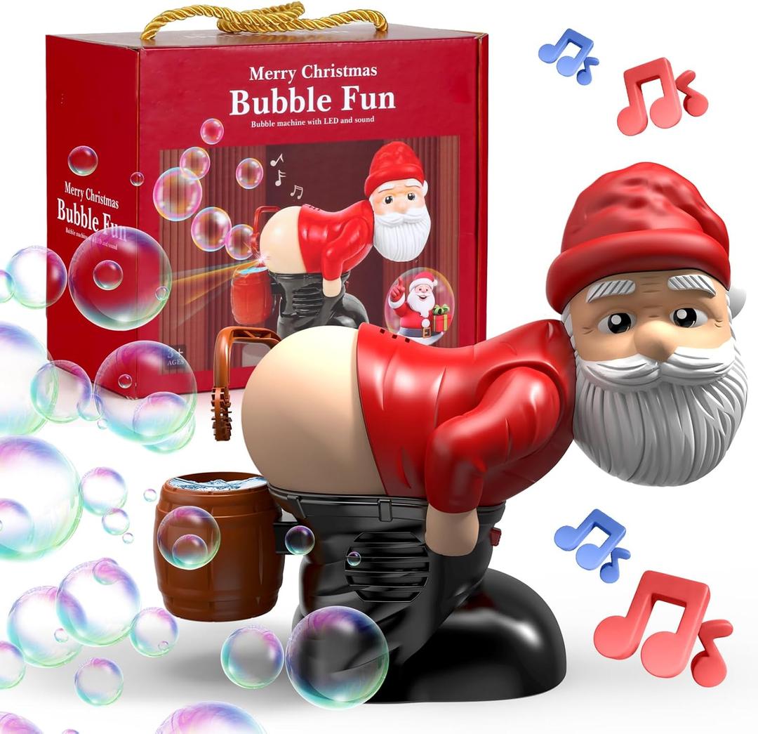 Bubble Blowing Santa,Automatic Bubble Blower Toy with Music & Flashing Lights,Funny Santa Bubble Maker for Indoor & Outdoor Fun for Kids (Santa Claus)