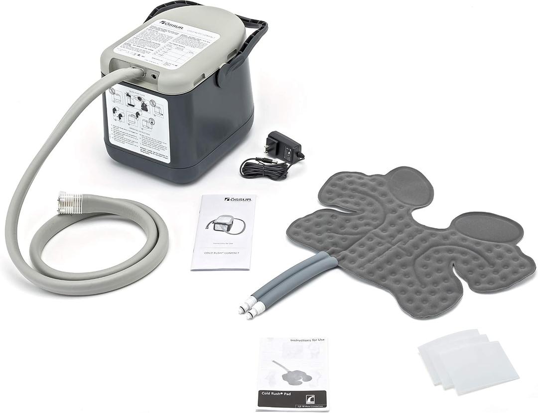 Cold Rush Compact Therapy Ice Machine - Cryotherapy System for Pain Relief & Cold Compression - Post-Surgery & Injury Recovery - with Replacement Cryo Cuff Pads (with Ankle Pad)