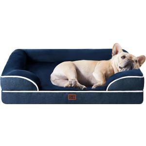 EHEYCIGA Orthopedic Dog Bed for Medium Dogs, Waterproof Memory Foam Medium Dog Beds with Sides, Non-Slip Bottom and Egg-Crate Foam Pet Couch Bed with Washable Removable Cover, Navy