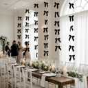 Taobary 8 Pcs 6.6 ft Valentine Bow Garland, Satin Ribbon Bow Banner Coquette Hanging Ornament for Photo Wall Backdrop Birthday Party Wedding Bridal Baby Shower Decorations(Black,1 Inch)