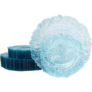 U-QE 60PCS Clear Blue Plates - Glitter Blue Plastic Hanukkah Plates Disposable&Reusable - Heavy Duty Plastic Plate for Hanukkah, Party&Wedding Including 30 Dinner Plate 10" & 30 Appetizer 7"