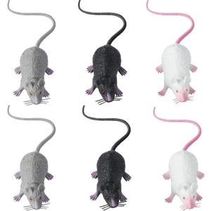 Boao 6 Pcs Plastic Fake Rats Plastic Mouse Prank Fake Rat Simulation Mice Realistic Rubber Rat Terrible Prank Props for April Fools' Day Halloween Party Supplies