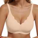 Womens Wireless Bras Push Up Bralette Supportive Everyday Bras Seamless Full Coverage Comfort T-Shirt Bra (Beige, XL)