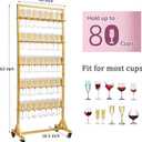 Champagne Wall Holder for Party Holder Up to 80 Cups, 5 Layer Movable Champagne Flute Holder Display, Metal Champagne Wall Stand, Drink Wall for Wedding, Bar Decor (Gold)