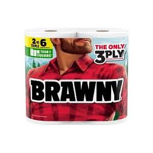 4 x 
Brawny Tear-A-Square 3-Ply Paper Towels, 12 XL Family Rolls = 30 Regular Rolls, Strong, Absorbent, and Durable