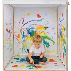 Playhouse for Kids - Reusable Wooden Frame Art & Craft Toddler Playhouse, Easy Assemble DIY Creative Doodle House with Paper, Suitable for 3 Age+