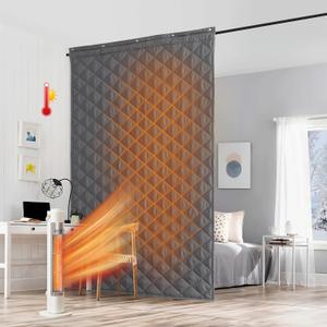 RYB HOME Grey Large Thermal Insulated Curtain for Winter, Window Insulation Soundproof Room Divider for Drafty Door Basement Laundry Acoustic Covering as Door Curtain, W48 x L96 inch, 1 Panel