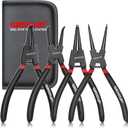 WISEUP Snap Ring Pliers Set, Heavy Duty 4PCS-7 inch Internal/External Circlip Pliers Kit, Straight/Bent Jaw Tips for C-Clip Ring Remover