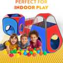 Playz 4pc Pop Up Play Tent and Tunnel Bundle for Toddlers and Kids - Indoor & Outdoor Playhouse with Storage Bag, Red & Blue