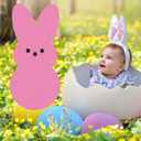 Easter Bunny Yard Sign Decoration with Stakes, Large Welcome Bunny Decoration Outdoor for Spring Happy Easter Garden Lawn Supplies (Pink)