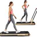 Goplus 2 in 1 Folding Treadmill, 2.25HP Under Desk Electric Superfit Treadmill, Installation-Free with APP Control, Remote Control, Bluetooth Speaker, LED Display, Walking for Home