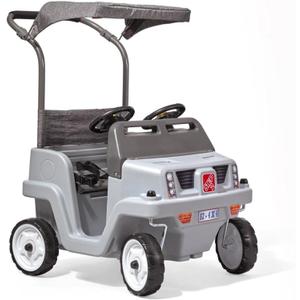Step2 Side-by-Side Push Around SUV, Kids Push Car, 2 Seats, Stroller Substitute, Includes Seat Belts & Horns, Made of Durable Plastic, Max Weight 100 lbs., for Toddlers 1.5-5 Years Old, Gray (Large)