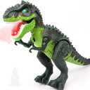 DPAPDI Electric Walking Dinosaur Toys for Kids Small Tyrannosaurus with Detachable Tail Simulated Flame and Realistic Sounds, Best Dino Gifts for Boys & Girls 3-5 5-7