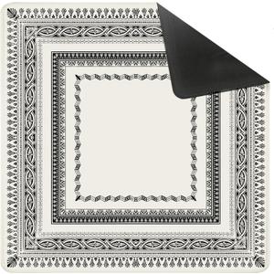 Vintage Black and White Mahjong Mat for Table 31.5 X 31.5 in, Gifts for Mahjong Players, Traditional Oriental Chinoiserie Chinese Anti-Slip Table Cover Tablecloth for Poker Board Card Tile Game