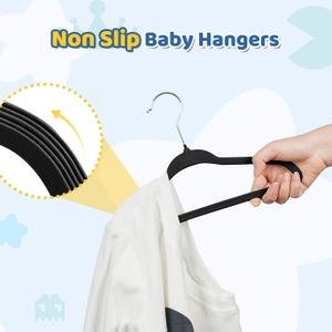 Smartor Premium 11 Inch Baby Hangers 27 Pack, Black Kids Velvet Hanger, Non Slip, Space Saving Felt Hangers Clothes Organizers for Closet with 360° Swivel Hook for Children, Infant & Toddler