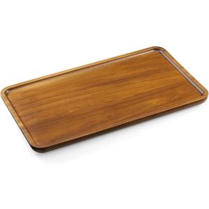 14 Inch Acacia Wood Serving Tray Rectangular Wooden Decorative Tray for Food, Appetizers, Snacks, Desserts, Coffee Table, Bathroom, Entryway, Vanity, Home Decor Organizer