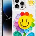 Compatible with iPhone 12 Pro Max Case,with [Soft Slim][Camera Protection] Cute Rainbow Flower Aesthetic Phone Cover Anti-Yellowing Shockproof Protective Cover for Women Girl-White