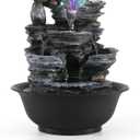 Dyna-Living Tabletop Water Fountain Indoor Waterfalls Fountains with Colored LED Light Decorative Feng Shui Tabletop Fountain with Automatic Pump Best Home Gifts for Friends or Family (Style 6)