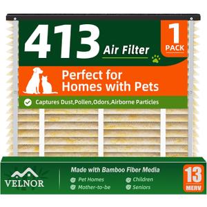 413 Filter Replacement for Aprilaire US Patented Naturally Bamboo Kun 2Pack | Patented Bamboo Kun Technology, Natural Bamboo Freshness, Moisture Protection, Advanced Odor Control, 16x25x4, Merv 13