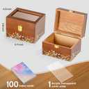 Valentine's Day Gifts for her, 3 * 5 Solid Wood Index Card Organizer Friendship Bracelet Box with Transparent Acrylic Top Cover Gift for Christmas & New Year Comes with 100 Guide Cards