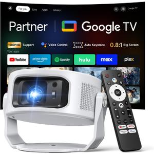 PhiloentGoogle TV IncludedSmart Mini Projector, Ultra Short Throw for Big Screen in Small Room, Auto Keystone Portable Proyector with WiFi Bluetooth, Support 4K Movie Home Theater Bedroom Outdoor