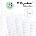 3 Pcs Spiral Notebook 5.9x8.3, 140 Pages Small Notebook for Women A5 College Ruled Journals Cute Notebooks with Large Pockets and Index Stickers for Home School Office UsePurple, Green, Blue