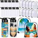 Blushtier 12 Set 20 oz Sublimation Aluminum Water Bottle and Sublimation Drawstring Bags Blank Metal White Sport Water Bottle with Drawstring Backpack for DIY