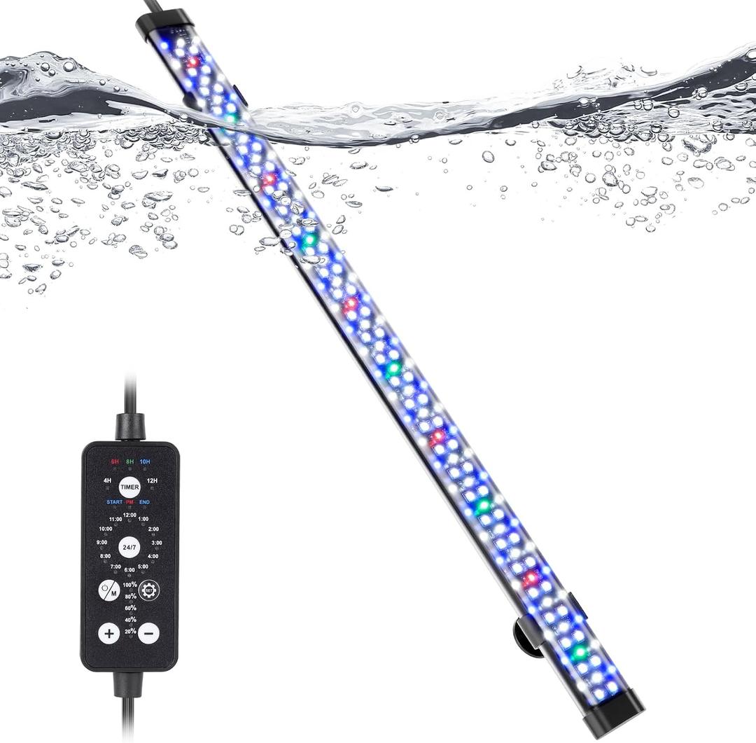 hygger Submersible LED Aquarium Light, 21W 23in 24/7 Mode Fish Tank Light with 5 Rows Beads, with Timer 9 Colors and Adjustable Brightness, Full Spectrum IP68 Waterproof Light for Fish Tank 24-43 inch