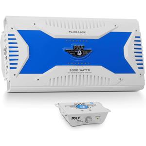 Pyle Hydra Marine Amplifier - Upgraded Elite Series 3000 Watt 8 Channel Bridgeable Amp Tri-Mode Configurable, Waterproof, MOSFET Power Supply, GAIN Level Controls and RCA Stereo Input - PLMRA820