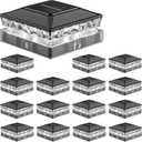 Solar Post Cap Lights, 6500K Cool White IP65 Waterproof Solar Powered Fence Light for 4x4 Wood Post & 5x5 Vinyl Fence, Deck Patio Garden Yard Outdoor Landscape Lighting, ABS Material (Black, 16pack)