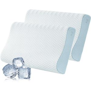 Memory Foam Pillows 2 Pack Neck Pillow - Neck Support Pillow for Pain Relief, Ergonomic Cervical Pillow for Sleeping, Orthopedic Contour Bed Pillow for Side, Back, Stomach Sleepers,Blue Memory Foam Pillows 2 Pack Neck Pillow - Neck Support Pillow for Pain Relief, Ergonomic Cervical Pillow for Sleeping, Orthopedic Contour Bed Pillow for Side, Back, Stomach Sleepers,Blue