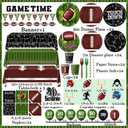 Football Party Supplies Kit Serve 24, Football Party Decorations Include Football Plates Napkins Cups Tablecloth Banner Balloon and Cake Topper for Birthday Game Day Tailgate Decor
