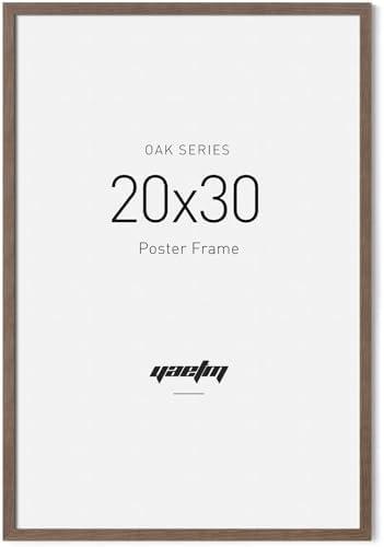 Yaetm Minimalist 20x30 Frame - Brown Walnut, Solid Wood 20x30 Poster Frame for Picture & Art Print, Lightweight, Horizontal and Vertical Wall Hanging for Photo Gallery (Single, Walnut)