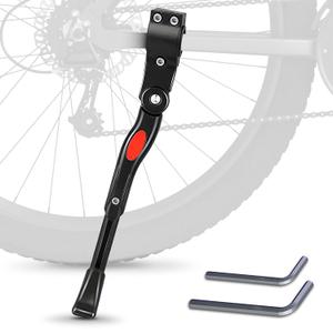 Adjustable Bike Kickstand for Adult Bike Fits 22" 24" 26" Wheels, Aluminum Alloy, Easy to Install, Non-Slip Foot for Stability on Mountain, Road, Hybrid, Commuter Bikes, Daily & Long-Distance Rides