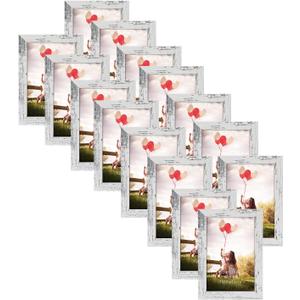 HORLIMER 4x6 Picture Frame Set of 15, Distressed White Rustic Picture Frames Display 4 by 6 Photo for Wall or Tabletop