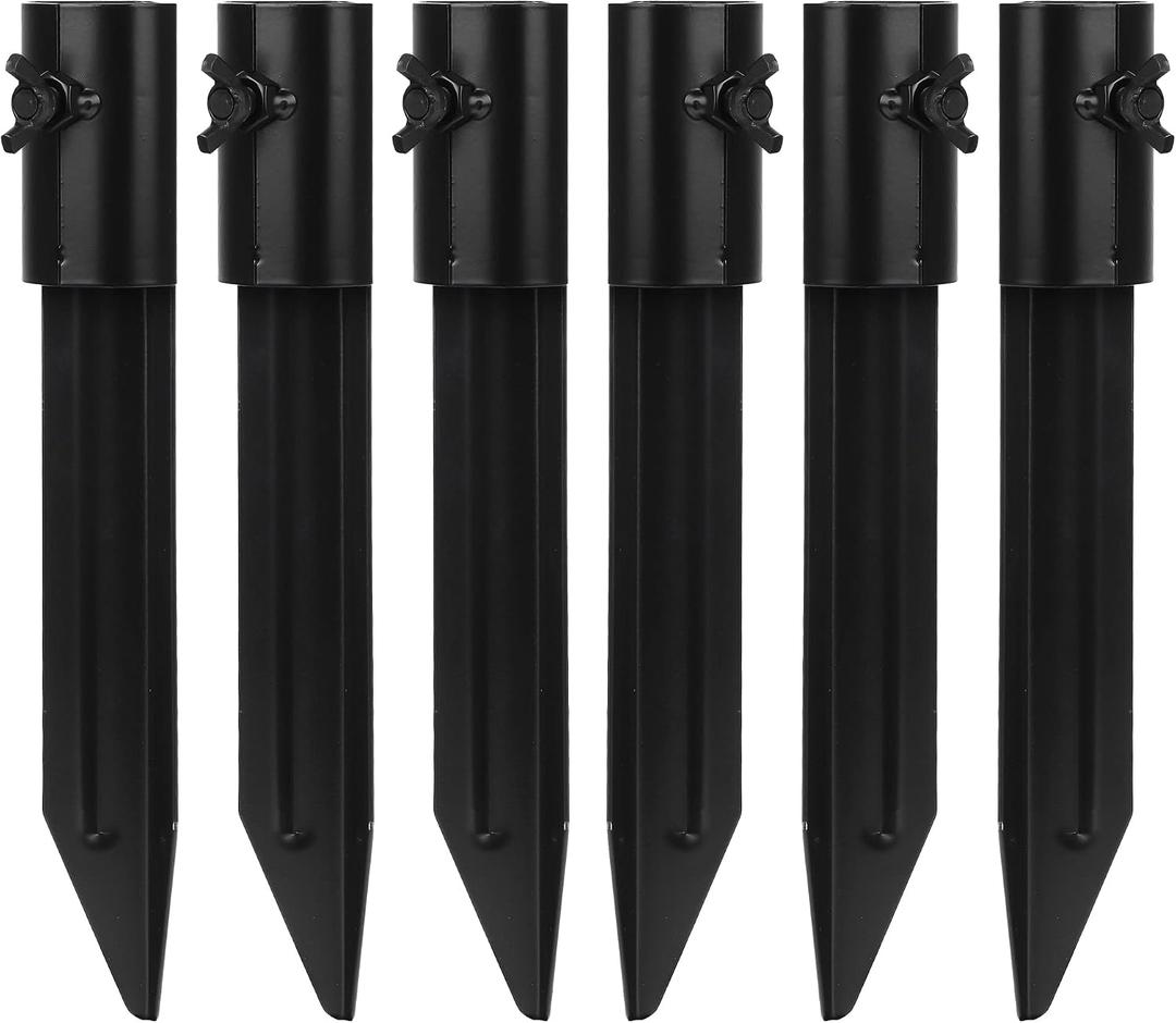 Impresa Tiki Torch Holder Stakes - 6-Pack, 10.75-Inch, Black Aluminum - Metal Ground Spikes for Outdoor Tiki Torch Stands & Solar Light Holders