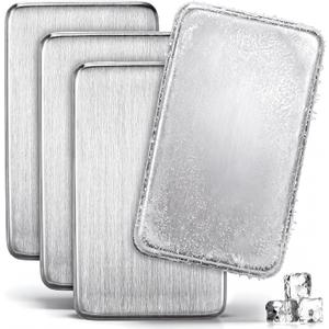 Honeydak 4 Pcs Stainless Steel Ice Packs for Lunch Boxes Travel Reusable Freezer Packs 304 Food Grade Metal Cooling Cube for Bag Cooler Bento Box Camping, No Water Needed