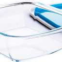 Glass Baking Dish with Plastic lids, Container with BPA Free Lids, Glass Casserole for Lasagna, Leftovers, Cooking, Kitchen, Freezer-to-Oven and Dishwasher (2.6-Quart Square)