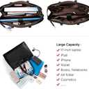 LOVEVOOK Laptop Bag for Women 17.3 Inch Tote Bags Waterproof Leather Briefcase Computer Women Business Office Work Bag,Black