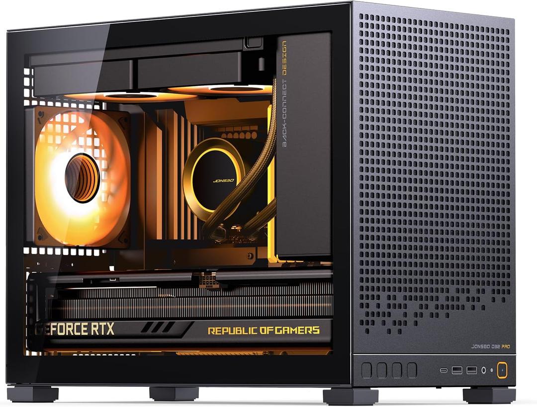 JONSBO D32 PRO Micro-ATX PC Case,High Compatibility Mini Desktop Case,A/B Mode for MB, Support MATX Back-Connect/BTF MB,365mm GPU/240AIO/163mm Air Cooler,ATX/SFX-L/SFX PSU, USB3.2 PC Gaming Case,Black