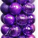 Sibosen Christmas Ball Ornaments, 34 Count Pre-Strung Xmas Balls, Shatterproof  Packed Balls for Holiday Party Wreath Tabletop Tree Decorations, 3.15 Inch, Purple