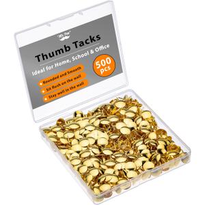 Mr. Pen- Thumb Tacks, 500 Pack, Gold, Flat Push Pins, Thumbtack, Flat Thumb Tacks, Bulk Metal Push Pins
