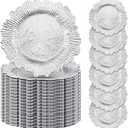 Tanlade 100 Pcs Silver Reef Charger Plates Bulk 13'' Plastic