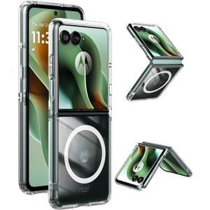 Magnetic Case for Motorola Razr Ultra 2025 - Compatible with Magsafe - Crystal Clear Hard Back + Soft TPU Bumper Shockproof Cover Phone Case for Moto Razr Ultra 2025 - Transparent