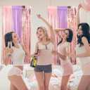 2 x 2 Pack Rose Gold Purple Backdrop Curtains 3.28 x 6.56 ft Foil Fringe Tinsel Streamers Singer Birthday Party Decorations Magical Music Themed Party Supplies for Women Bridal Bachelorette