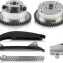 MOTOALL 24350-2E201 Intake and Exhaust Timing Chain Kit Camshaft Phaser 24370-2E200 Fit for Kia Forte Forte5 Optima, for Hyundai Elantra Sonata Tuscon Replace