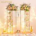 NUPTIO Gold Vases for Centerpieces Wedding - 2 Pcs 39.4 inch Tall Metal Flower Vase Flowers Stand for Party Tables Decorations - Elegant Bulk Weddings Decoration Table Geometric Centerpiece Stand